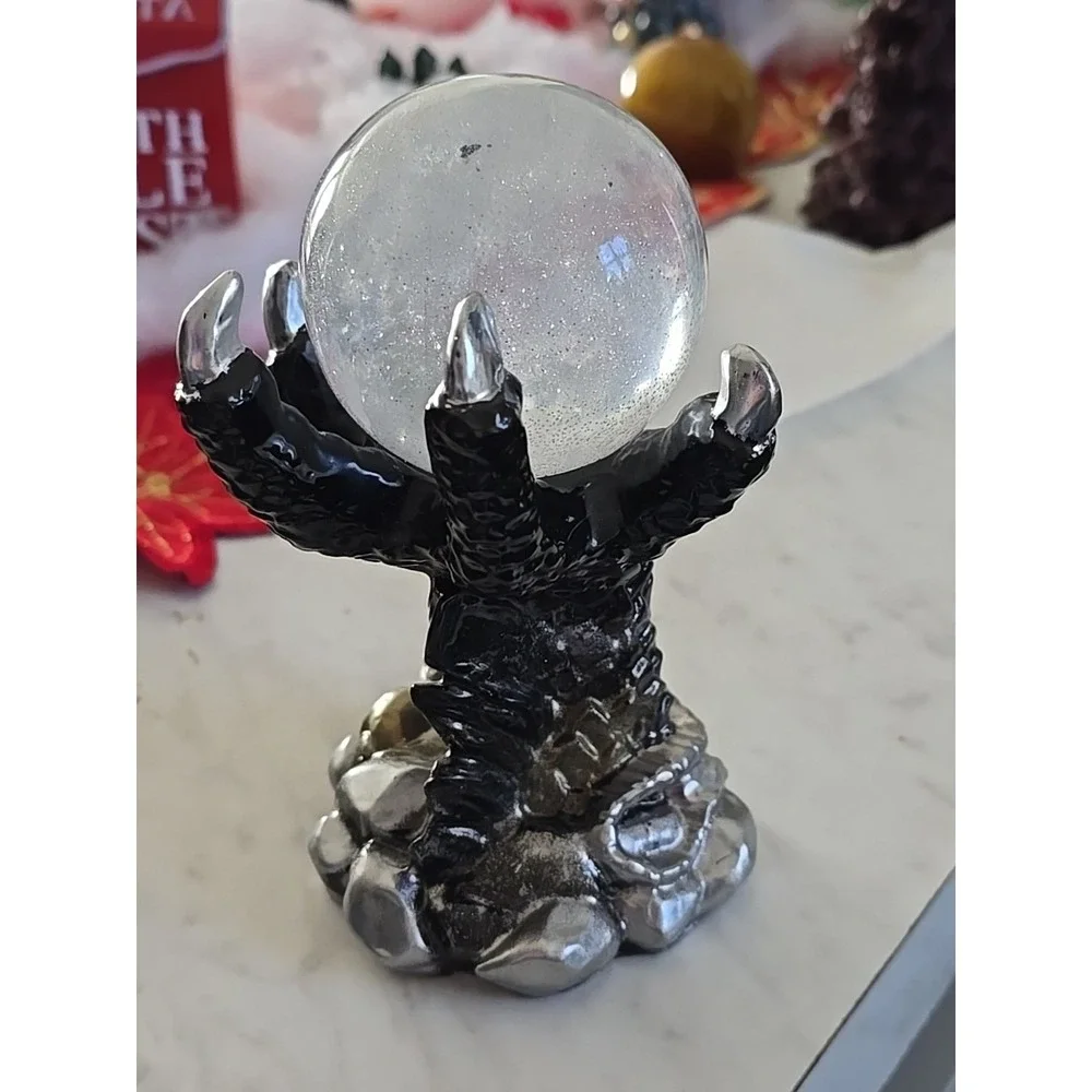 Handmade Resin Claw‎ Snake Hand With Crystal Ball Black  Decoration Gift 636
